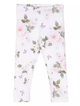 Monnalisa легинсы с цветочным принтом, белый