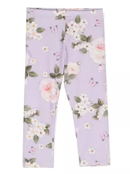 Monnalisa легинсы с цветочным принтом, фиолетовый
