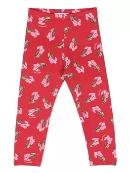 Monnalisa легинсы с цветочным принтом, красный