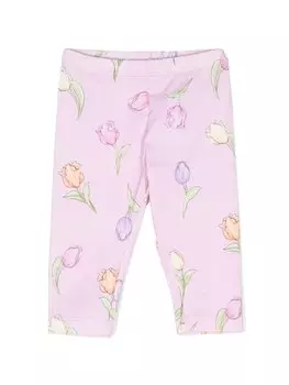 Monnalisa легинсы с цветочным принтом, розовый