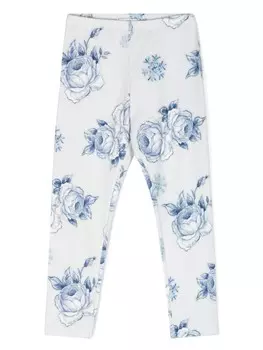 Monnalisa легинсы с цветочным принтом, синий