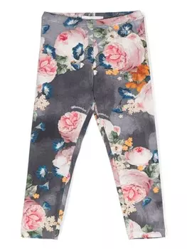 Monnalisa легинсы с цветочным принтом, синий