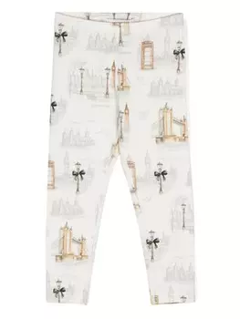 Monnalisa легинсы с графичным принтом, белый