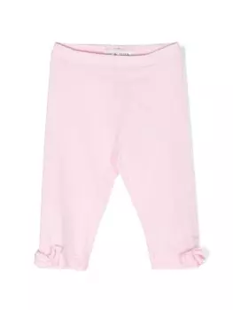 Monnalisa легинсы с логотипом и оборками, розовый