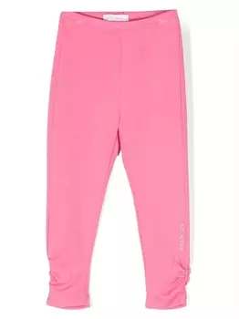 Monnalisa легинсы со сборками и кристаллами, розовый