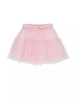 Monnalisa logo-waistband tutu skirt, розовый
