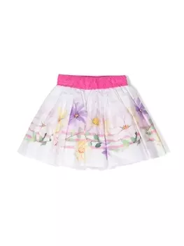 Monnalisa мини-юбка А-силуэта с цветочным принтом, белый