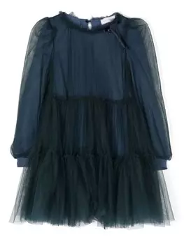Monnalisa многоярусное платье из тюля, синий