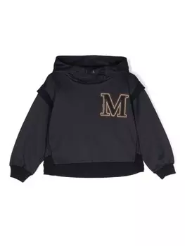 Monnalisa многослойное худи с нашивкой-логотипом, синий