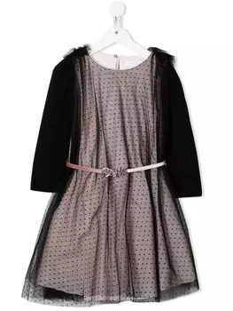 Monnalisa многослойное платье миди А-силуэта, черный