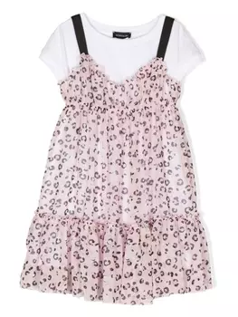 Monnalisa многослойное платье с принтом, белый