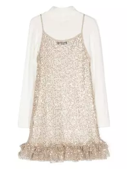 Monnalisa многослойное платье с высоким воротником, золотистый