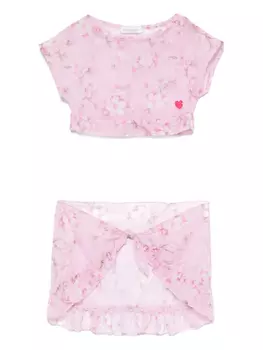 Monnalisa накидка с цветочным принтом, розовый