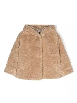 Monnalisa однобортная шуба, нейтральный цвет