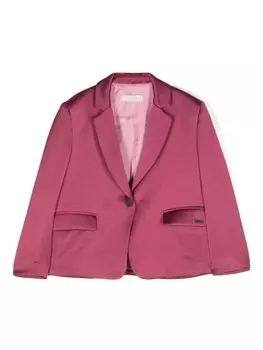 Monnalisa однобортный атласный блейзер, розовый