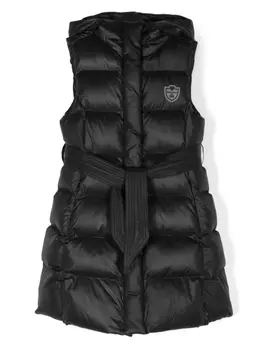 Monnalisa пальто без рукавов с нашивкой-логотипом, черный