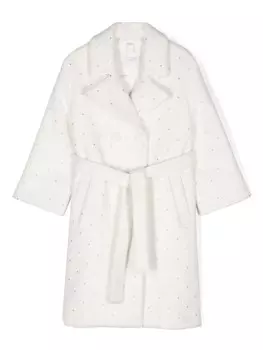 Monnalisa пальто с кристаллами, белый