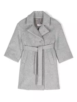 Monnalisa пальто с кристаллами, серый