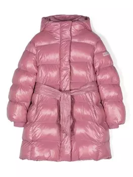 Monnalisa пальто с поясом и логотипом, розовый