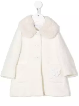 Monnalisa пальто с вышивкой, нейтральный цвет