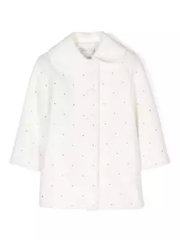 Monnalisa пальто со стразами, белый