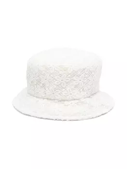 Monnalisa панама в технике макраме с цветочным узором, белый