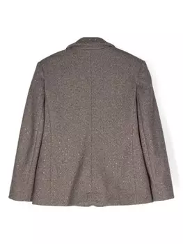Monnalisa пиджак с кристаллами и узором в елочку, серый