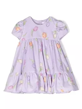 Monnalisa платье А-силуэта с цветочным принтом, фиолетовый