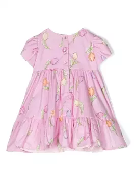 Monnalisa платье А-силуэта с цветочным принтом, розовый