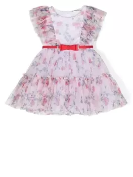 Monnalisa платье без рукавов с оборками, синий