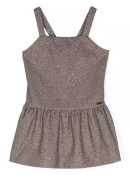 Monnalisa платье без рукавов с узором в елочку, коричневый