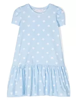 Monnalisa платье-футболка с баской и принтом, синий