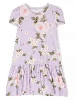 Monnalisa платье-футболка с принтом, фиолетовый