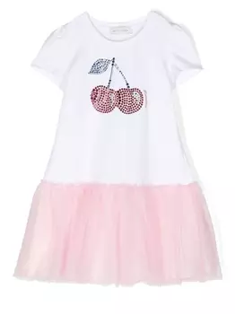 Monnalisa платье-футболка с тюлем, белый