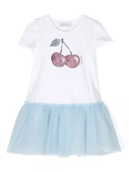 Monnalisa платье-футболка с тюлем, белый