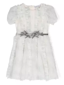 Monnalisa платье из тюля пуэн-деспри с оборками, белый