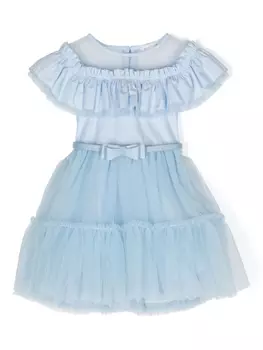 Monnalisa платье из тюля с бантом, синий