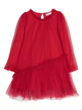 Monnalisa платье из тюля с длинными рукавами, красный