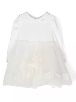 Monnalisa платье из тюля с длинными рукавами, белый