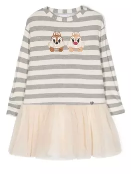 Monnalisa платье из тюля с длинными рукавами, нейтральный цвет