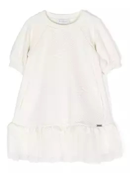 Monnalisa платье из тюля с короткими рукавами, белый