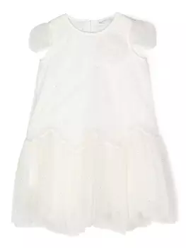 Monnalisa платье из тюля с кристаллами, белый