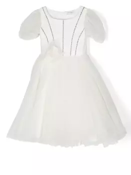 Monnalisa платье из тюля с кристаллами, белый