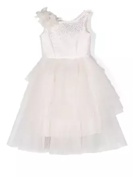 Monnalisa платье из тюля с кристаллами, розовый