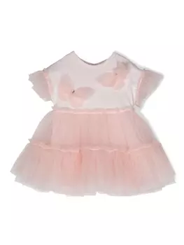 Monnalisa платье из тюля в горох, розовый