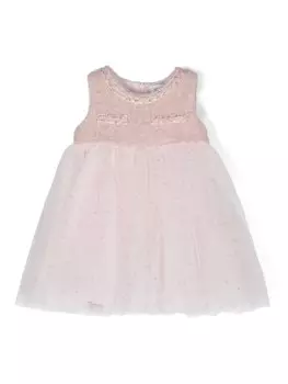 Monnalisa платье из тюля в горох, розовый