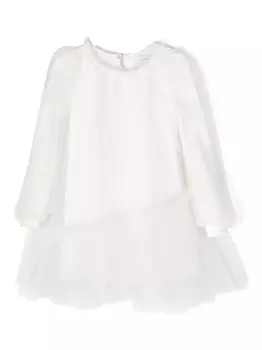 Monnalisa платье миди асимметричного кроя из тюля, белый