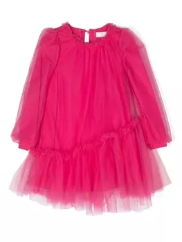 Monnalisa платье миди асимметричного кроя из тюля, розовый