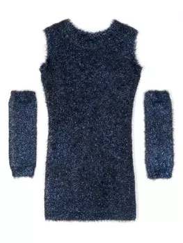 Monnalisa платье миди с эффектом металлик, синий