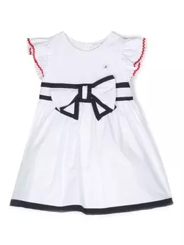 Monnalisa платье миди с оборками и бантом, белый